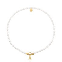 Choker z naturalnych pereł z literką A LUO