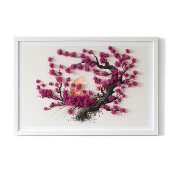 Chrobotek na Obrazie w Drewnianej Ramie - Drzewo wiśni - 60x40 cm - Tulup
