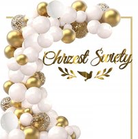 Chrzest Balony Łuk Zestaw Dekoracji Napis Chrzest