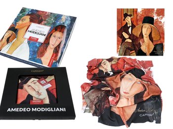 Chusta - A. Modigliani, Kobieta w kapeluszu i Mario Varvogli (CARMANI) - Carmani