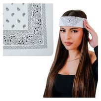Chusta Bandana Biała na Głowę Bawełniana do Włosów w Paisley Przewiewna