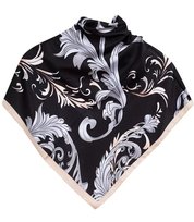 Chusta delikatna elegancka apaszka ornament liście Agrafka