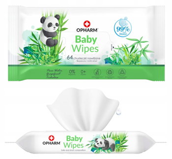 Chusteczki nawilżone AQUA 99% wodne OPHARM Baby Wipes 64 szt - Opharm