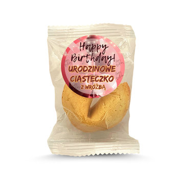 Ciasteczko z wróżbą z naklejką okrągłą RED  "Urodzinowe ciasteczko" 6g - D&D Fun Cookies
