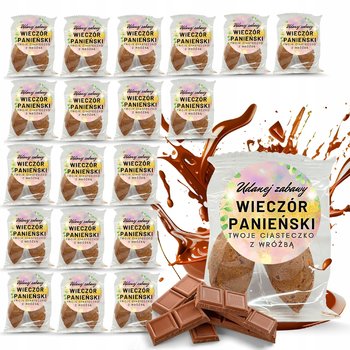 Ciasteczko z wróżbą z naklejką okrągłą Wieczór Panieński 20szt czekoladowe - D&D Fun Cookies