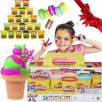 CIASTOLINA PLASTELINA PLAY DOH TUBY 20 KOLORÓW 20-PAK HASBRO PUDEŁKO KUBKI