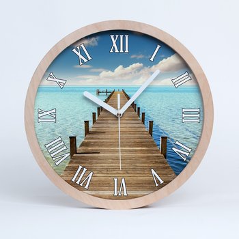 Cichy zegar drewno na ścianę drewniane molo fi 30, Tulup - Tulup