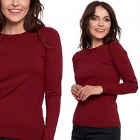 Cienki Gładki I Miękki Sweter Damski Z Wiskozy Z Długim Rękawem Moraj L Wine Red