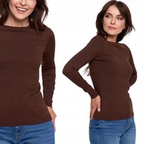Cienki Gładki I Miękki Sweter Damski Z Wiskozy Z Długim Rękawem Moraj Xl Brown