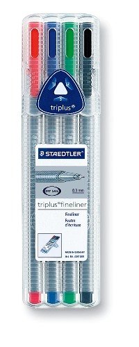Cienkopis fibrowy, Triplus Fineliner, 4 sztuki