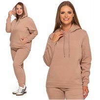 Ciepła BLUZA DAMSKA z Kapturem Dresowa Beżowa Klasyczna Gładka MORAJ M