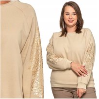 Ciepła BLUZA DAMSKA Złoty Nadruk Bez Kaptura Klasyczna Wygodna MORAJ 3XL