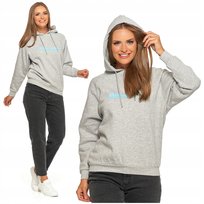 Ciepła Bluza Dresowa Damska MORAJ Z Kapturem z Napisem Gładka Klasyczna S