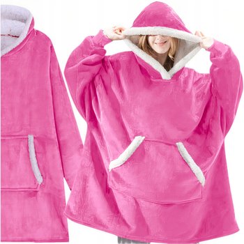 Ciepła Bluza Koc Oversize Kocbluza 2W1 Gruba Xxl Różowy Futrzak Kocobluza - Memflow
