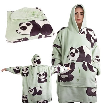 CIEPŁA BLUZA PANDA KOC OVERSIZE XXL 2W1 GRUBA FUTRZAK MIĘKKA Z KAPTUREM - VERK GROUP
