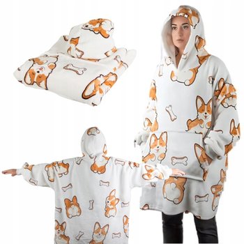 CIEPŁA BLUZA PIESEK KOC OVERSIZE XXL 2W1 GRUBA FUTRZAK MIĘKKA Z KAPTUREM - VERK GROUP