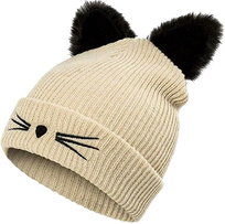 Ciepła Czapka Damska Zimowa Ocieplana Uszy Kot