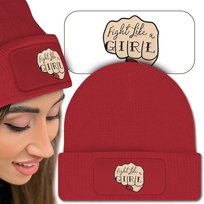 Ciepła Czapka Zimowa Czerwona FIGHT LIKE A GIRL Wz