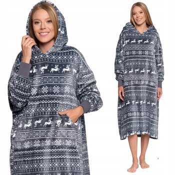 Ciepła Kocobluza Damska z Kapturem i Kieszenią Bluza Koc Unisize Moraj - Moraj