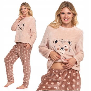 Ciepła PIŻAMA DAMSKA Polarowa z Uroczym Misiem Gruba Długi Rękaw MORAJ S - Moraj