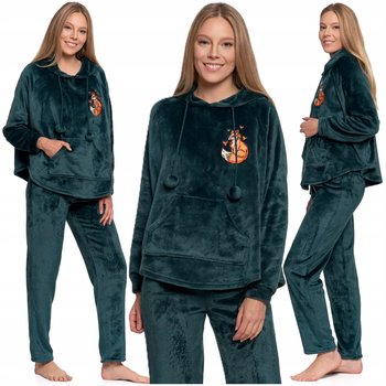 Ciepła Piżama Damska Welurowa z Liskiem Kaptur Przytulna Na Zimę MORAJ M - Moraj