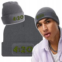 Ciepła Zimowa Czapka Szara JOINT 420 Zabawne Wz