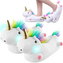 Ciepłe Kapcie Pantofle Jednorożec Świecące LED owe ISO TRADE