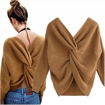 Ciepłe Ponczo Gruby Sweter Damski Bolerko Asymetryczna Narzutka Poncho Beż - SNM