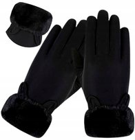 Ciepłe Rękawiczki Damskie Dotykowe Do Smartfonu Zimowe Ocieplane Na Misiu