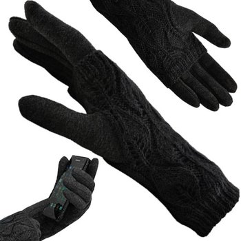 Ciepłe Rękawiczki Damskie Dotykowe do Telefon 2w1 Zimowe + Ocieplacz Czarne - Artemis