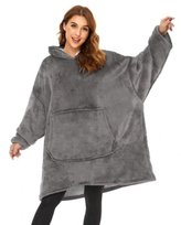 Cieplutki Koc Bluza Z Rękawami I Kapturem Szara