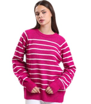 Ciepły damski sweter modny w paski ANNA - Agrafka