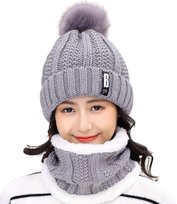 Ciepły Damski Zimowy Komplet Czapka Komin Na Zimę