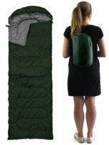 CIEPŁY ŚPIWÓR TURYSTYCZNY 2w1 KOŁDRA MUMIA KAPTUR GREEN 1600 Profi Seller