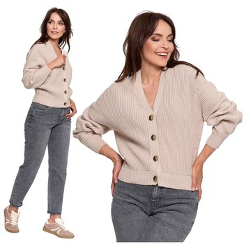 CIEPŁY SWETER DAMSKI KARDIGAN SZEROKIE RĘKAWY ELEGANCKI KLASYCZNY MORAJ XXL - Moraj