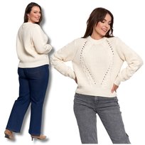 CIEPŁY SWETER DAMSKI WARKOCZOWY SPLOT ELEGANCKI KLASYCZNY MORAJ L/XL