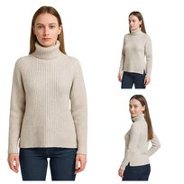 Ciepły sweter damski z golfem klasyczny jasnoszary Captain Mike L/XL Captain Mike