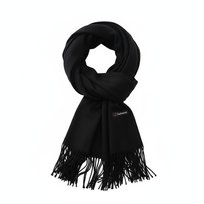 Ciepły Szalik Czarny Duży Kaszmirowy Gładki Szal z Frędzlami Klasyczny