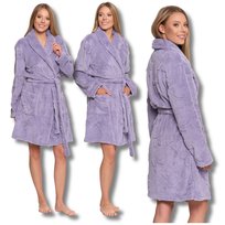 Ciepły Szlafrok Damski na Prezent Puchaty Miękki Wiązany do Kolan Moraj S