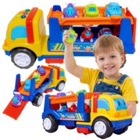 Ciężarówka INTERAKTYWNA ZABAWKA z dźwiękiem Zestaw Samochodzików Helikopter Transporter Laweta