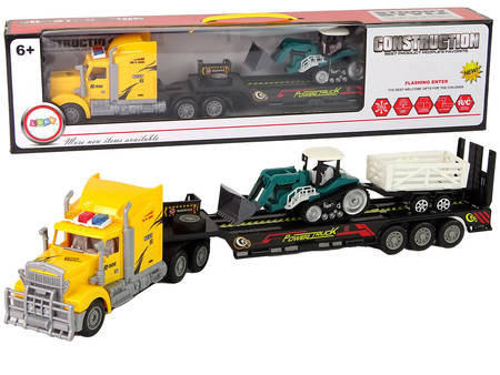 Zdjęcia - Model do sklejania (modelarstwo) LEAN Toys Ciężarówka Z Lawetą Zdalnie Sterowana R/C Maszyna z Przyczepą Żółta 