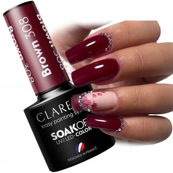 Claresa Brown 308 Lakier Hybrydowy Hybryda Czereśniowy Brąz - Puderek