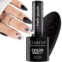 Claresa Mystic Aura 8 Lakier Hybrydowy Czarny Z Kawałkami Folii 5 G