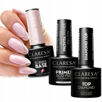 Claresa Rubber Base + Top Diamond + Primer Provita  - Puderek