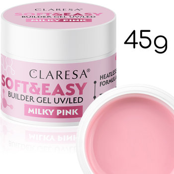 Claresa, Żel budujący soft&easy builder gel milky pink, 45 g - Claresa