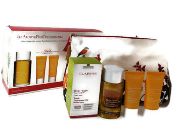 Clarins, zestaw kosmetyków, 3 szt. + kosmetyczka - Clarins