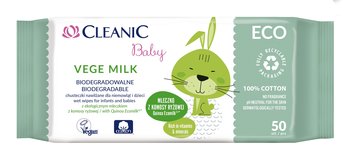 Cleanic, Baby Eco, Chusteczki nawilżane dla niemowląt i dzieci, biodegradowalne, Vege Milk, 50 szt. - Harper