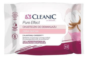 Cleanic Pure Effect, Cleanic Pure Effect Chusteczki do demakijażu cera sucha, 10szt. - Cleanic