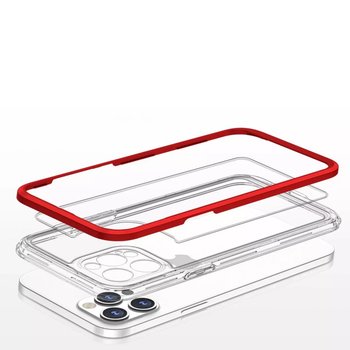 Clear 3in1 etui do iPhone 12 Pro żelowy pokrowiec z ramką czerwony - 4kom