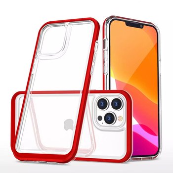 Clear 3in1 etui do iPhone 13 Pro Max żelowy pokrowiec z ramką czerwony - 4kom